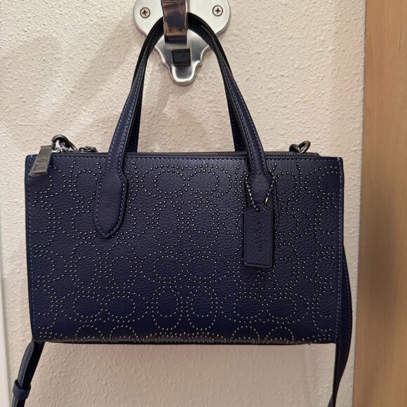 Coach Small Nina Tote with Signature Rivets - Navy - Picture 1 of 10